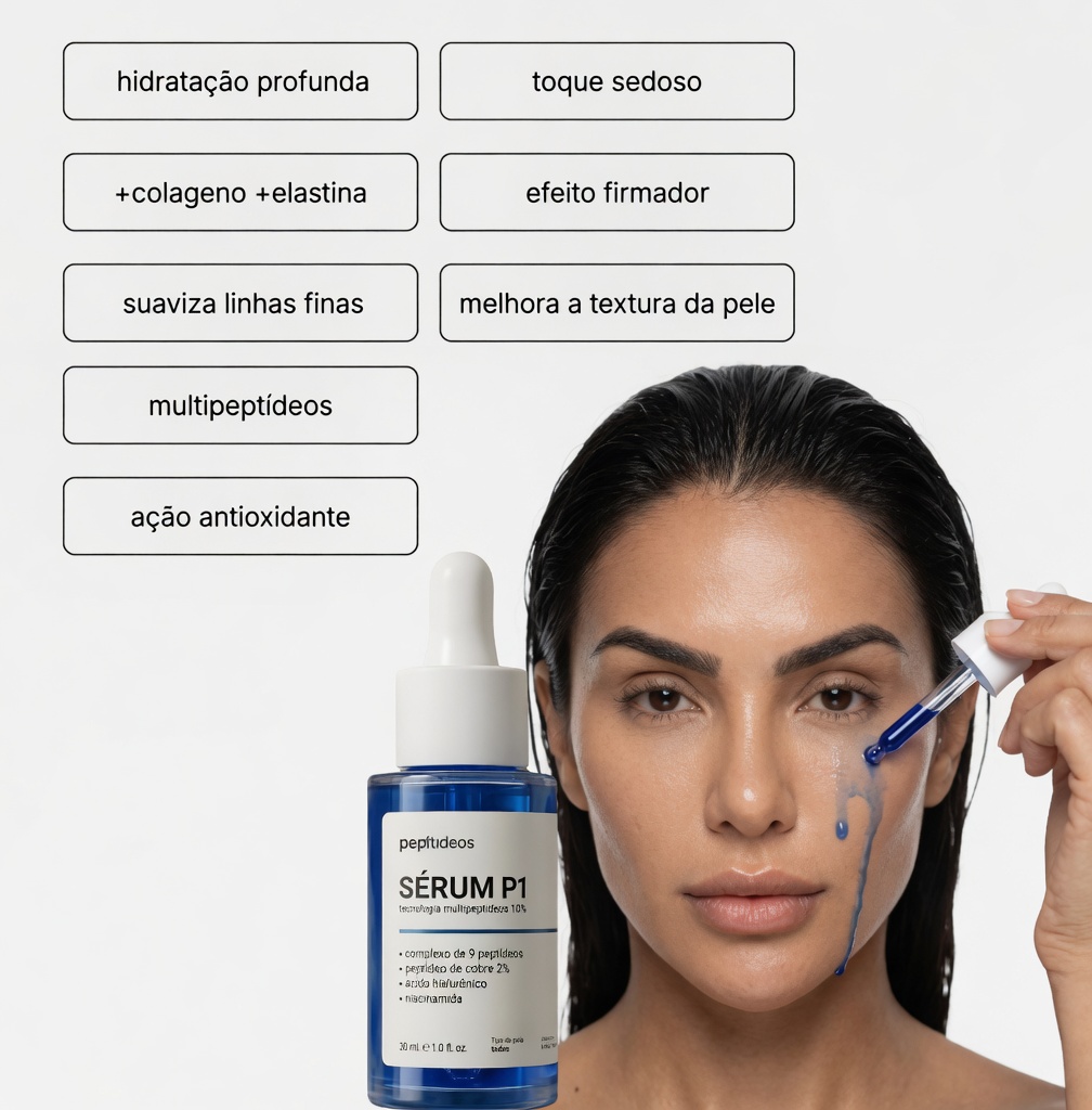 Sérum P1 sendo aplicado · uso real