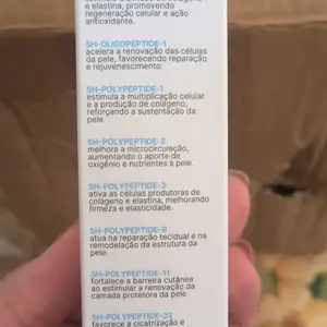 Caixa do Sérum P1 com lista de peptídeos — review T.